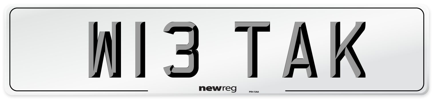 W13 TAK Number Plate from New Reg